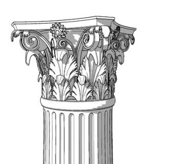 科林斯式柱帽槽柱SU模型下载_sketchup草图大师SKP模型