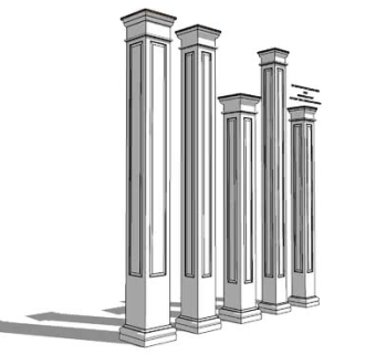 不同规格的方形柱子SU模型下载_sketchup草图大师SKP模型
