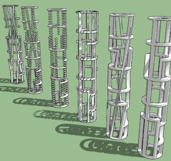 现代镂空圆形石柱SU模型下载_sketchup草图大师SKP模型