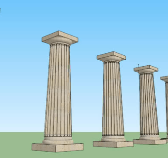 多根陶立克式柱SU模型下载_sketchup草图大师SKP模型