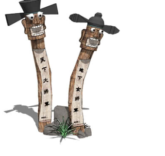 韩国传统图腾柱村入口处SU模型下载_sketchup草图大师SKP模型