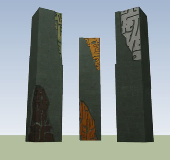 临川市民广场图腾柱SU模型下载_sketchup草图大师SKP模型