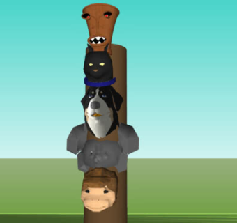 动物图腾柱SU模型下载_sketchup草图大师SKP模型