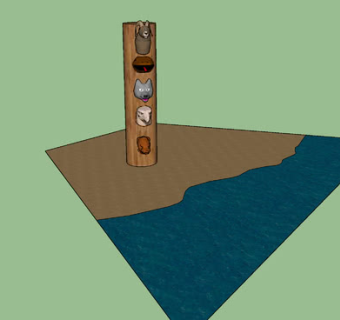 动物头系列图腾柱SU模型下载_sketchup草图大师SKP模型