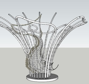 铁艺鱼飞溅雕塑SU模型下载_sketchup草图大师SKP模型