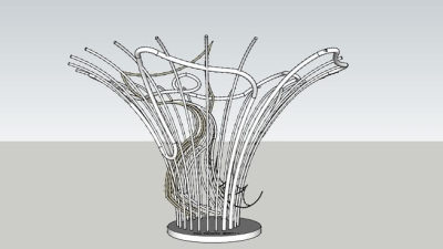 铁艺鱼飞溅雕塑SU模型下载_sketchup草图大师SKP模型