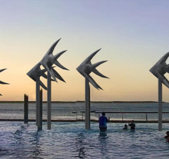 泻湖上的钢鱼雕塑SU模型下载_sketchup草图大师SKP模型