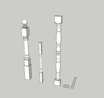 维多利亚风格的楼梯SU模型下载_sketchup草图大师SKP模型