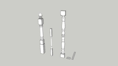 维多利亚风格的楼梯SU模型下载_sketchup草图大师SKP模型