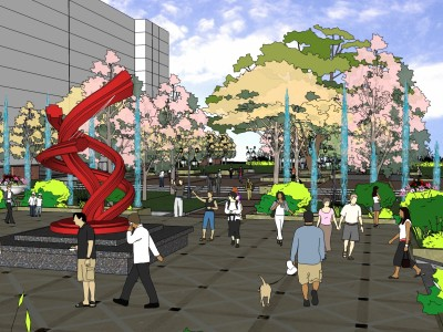 学校景观雕塑喷泉建筑SU模型