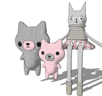 布偶玩具娃娃SU模型下载_sketchup草图大师SKP模型