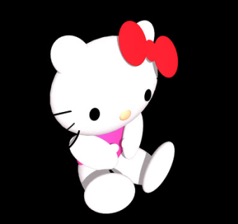 坐着的凯蒂猫布偶SU模型下载_sketchup草图大师SKP模型