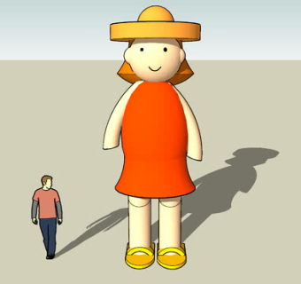 站着的玩具女娃娃SU模型下载_sketchup草图大师SKP模型