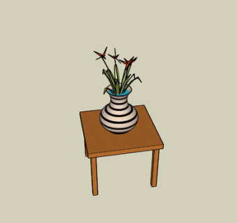 桌上的瓷器花瓶SU模型下载_sketchup草图大师SKP模型