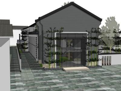 中式风格酒店建筑SU模型下载_sketchup草图大师SKP模型