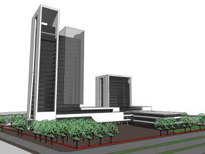 现代酒店民宿建筑SU模型下载_sketchup草图大师SKP模型