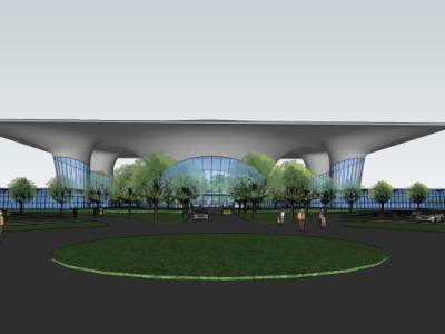 度假村酒店建筑生态植物园SU模型下载_sketchup草图大师SKP模型