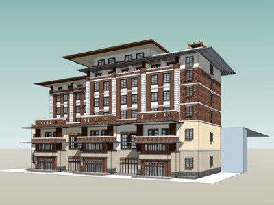 旅馆建筑酒店户外建筑SU模型下载_sketchup草图大师SKP模型