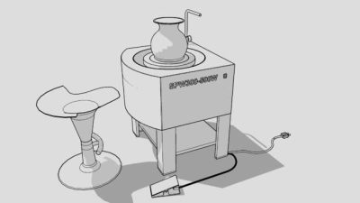 自制陶瓷轮SU模型下载_sketchup草图大师SKP模型