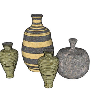 室内陶器花瓶摆件SU模型下载_sketchup草图大师SKP模型