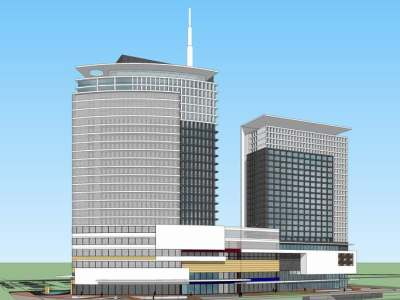 翰森户外酒店建筑SU模型下载_sketchup草图大师SKP模型