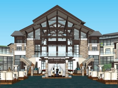 安徽阜阳商业综合体酒店建筑SU模型下载_sketchup草图大师SKP模型