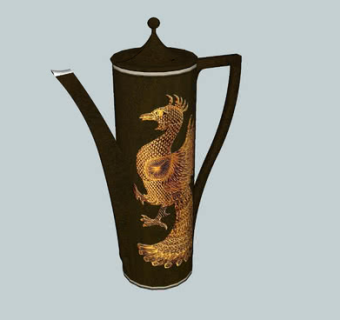 波特纹理陶瓷咖啡壶SU模型下载_sketchup草图大师SKP模型