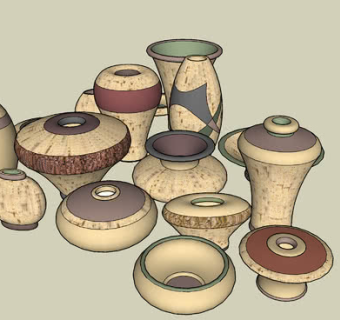 花园花盆瓷器SU模型下载_sketchup草图大师SKP模型