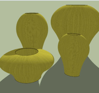 黄色纹理瓷釉花瓶SU模型下载_sketchup草图大师SKP模型