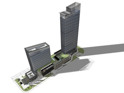 现代高层国际酒店建筑SU模型下载_sketchup草图大师SKP模型