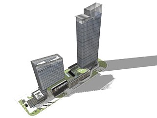 现代高层国际酒店建筑SU模型下载_sketchup草图大师SKP模型