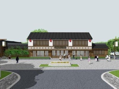 中式农家乐酒店建筑SU模型下载_sketchup草图大师SKP模型