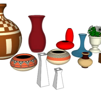 现代陶制摆设SU模型下载_sketchup草图大师SKP模型