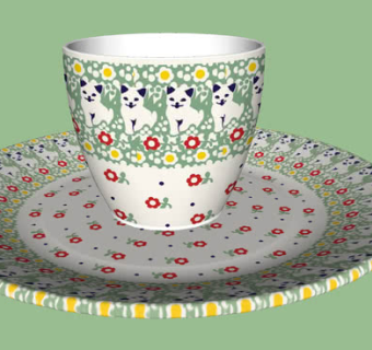 现代动物花纹瓷杯SU模型下载_sketchup草图大师SKP模型