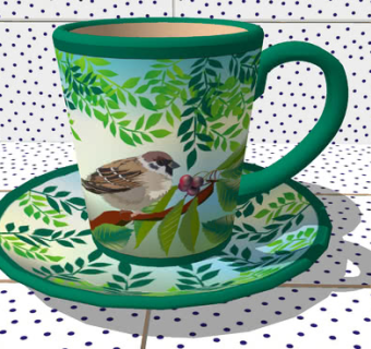 现代彩绘瓷杯SU模型下载_sketchup草图大师SKP模型