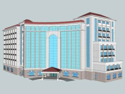 现代风格户外酒店建筑SU模型下载_sketchup草图大师SKP模型