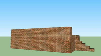红砖台阶墙SU模型下载_sketchup草图大师SKP模型