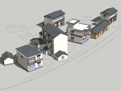 新农村民居住宅小区SU模型下载_sketchup草图大师SKP模型