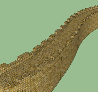 弯曲的城墙SU模型下载_sketchup草图大师SKP模型