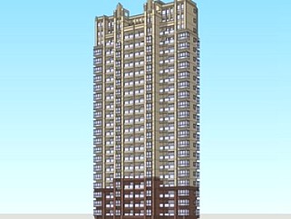 新古典高层住宅建筑SU模型下载_sketchup草图大师SKP模型