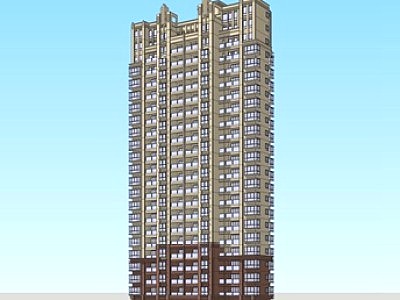 新古典<em>高层住宅建筑</em>SU模型下载_sketchup草图大师SKP...