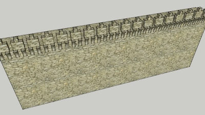 城堡围墙SU模型下载_sketchup草图大师SKP模型