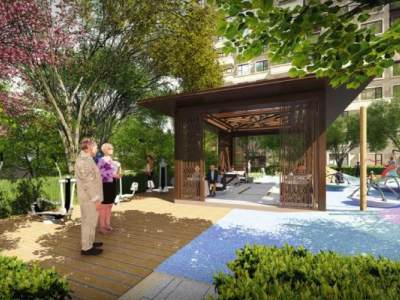 中式入口大门景观小区SU模型