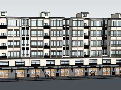 街道改造建筑老楼翻新SU模型下载_sketchup草图大师SKP模型
