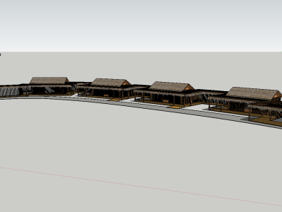 中式乡村建筑景观农村别墅小区SU模型下载_sketchup草图大师SKP模型