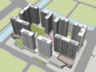 阳光城苏州平江阳光天地小区建筑SU模型下载_sketchup草图大师SKP模型