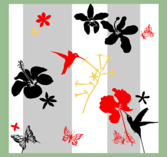 花鸟蝴蝶墙壁壁纸SU模型下载_sketchup草图大师SKP模型