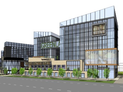 现代风格商业街小区SU模型下载_sketchup草图大师SKP模型