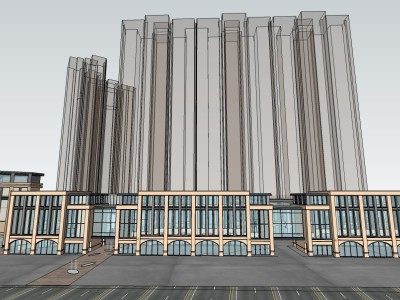 现代高层商业建筑综合体SU模型下载_sketchup草图大师SKP模型