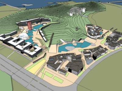 风景区步行街商业建筑SU模型下载_sketchup草图大师SKP模型